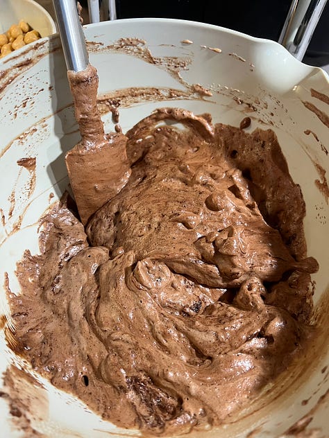 Images of the process of making aquafaba chocolate mousse