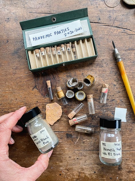 Documenting Pandemic Outdoor Adventures in Tiny Watch Vials filled with minerals and bugs