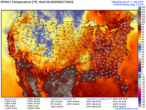 RTMA Temperature 4 pm ET