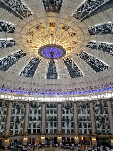 The West Baden Springs Hotel in French Lick, Indiana, the dome, the gardens, the hotel, the springs.