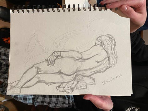 life model sketches in cardiff life drawing