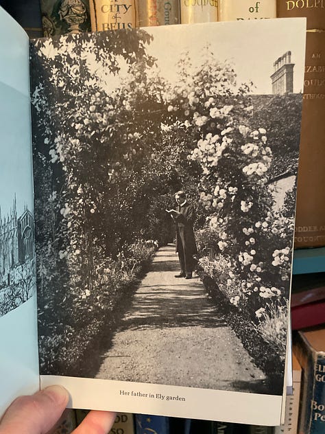 Goudge and her parents, her maternal grandmother and aunts, Goudge’s father in the rose walk at Ely