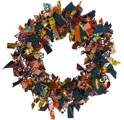 Eva Sonaike's wreaths of African wax fabric