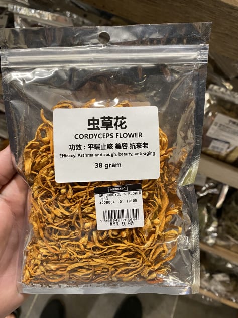 Various Cordyceps health supplements sold in Malaysia and Thailand