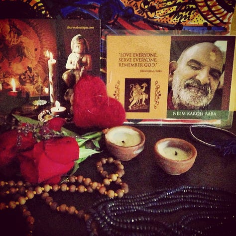 Images of Maharaji, Neem Karoli Baba, in various contexts,