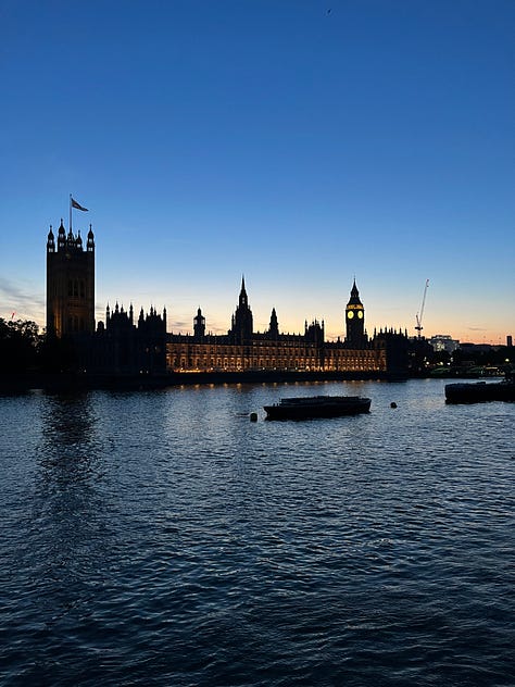 Evening walk along the south bank, cocktails at Lyaness, and sunset at Battersea Power Station