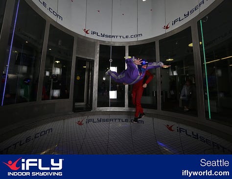 Photos of Paulette in flight at iFly Seattle.