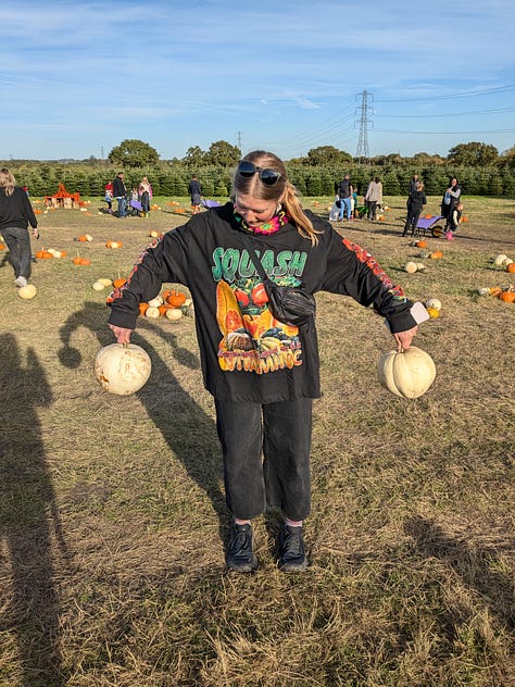 1. Squash t-shirt and pumpkin handbags at a pumpkin farm in Essex; 2. Rush hat called Steff in my honour handmade by Mr Thatcher; 3. Stars over the middle of Northumberland.