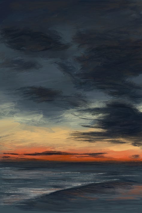 iPad paintings of seascapes in Hornsea, East Yorkshire