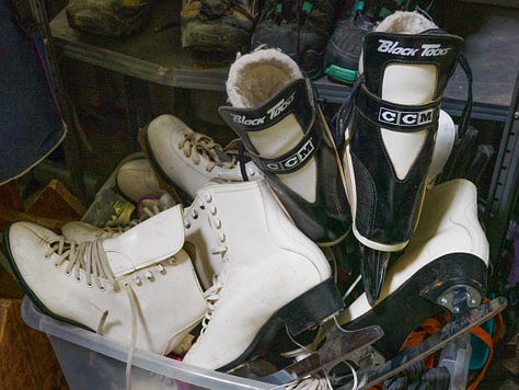 Ice skates and snow shoes