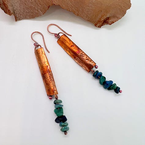 Revivo-Formed Copper & Chrysoprase Earrings-by Anita Chaperon