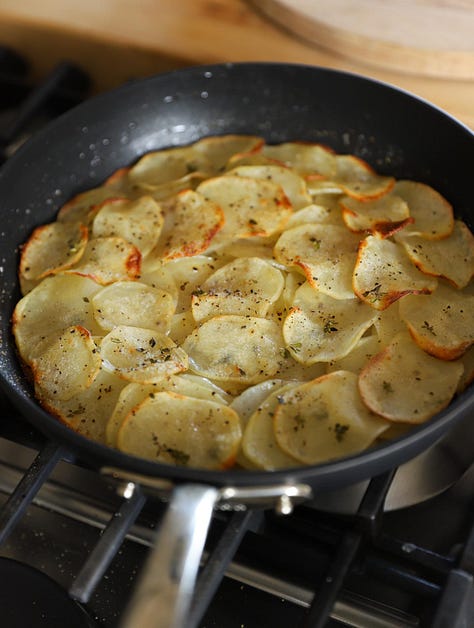 6 step process of making potatoes Anna