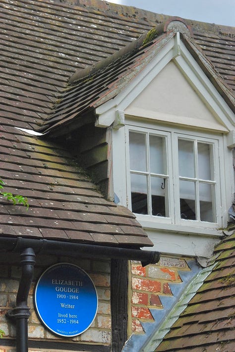 Goudge's blue plaque on Rose Cottage