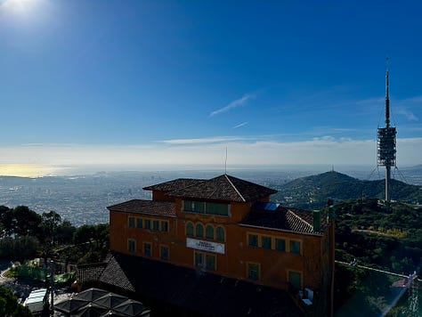 Hiking to the Tibidabo in Barcelona, Catalonia, Spain