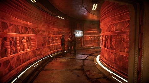various photos depicting Makal’s Gambling Parlor, an in-universe cantina in Star Wars Outlaws