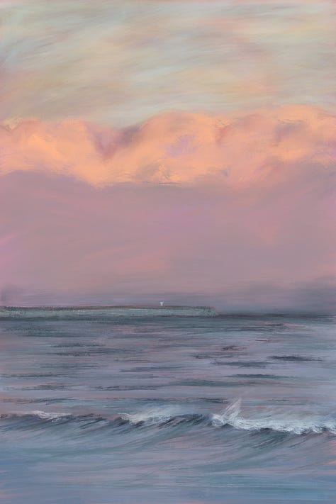 iPad paintings of seascapes in Hornsea, East Yorkshire