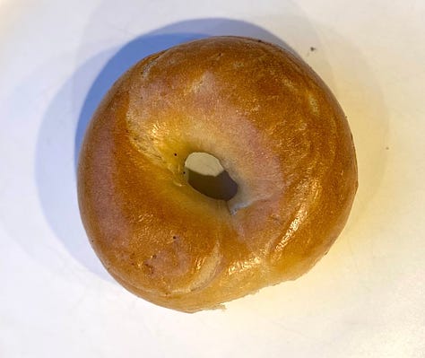Boichik plain bagel: Top, side, and bottom