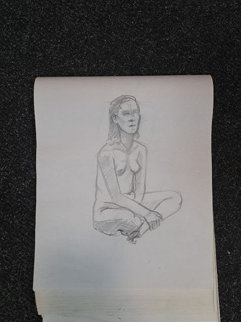 life drawing of nude model in cardiff