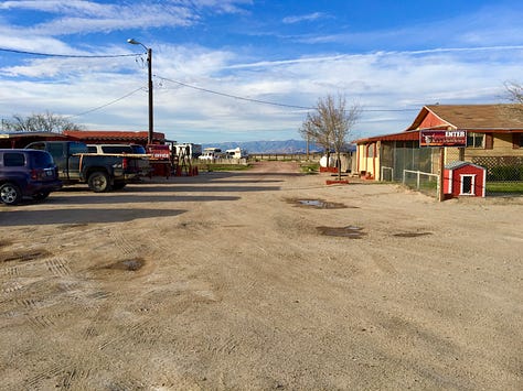 Cattlerest RV Park and Saloon just before sunset. Wilcox, Arizona