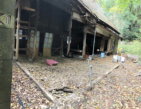 Site cleared of debris, removing the old foundation, digging the new footings, building squared wooden forms for the concrete, and the build science detail.