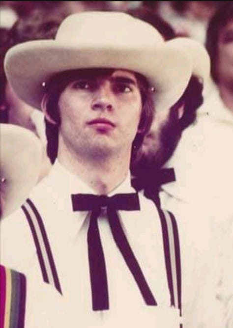 L-R: The author in the band at UT football game, 1979; Band on the field, 1979; The author in the alumni band, 1986.