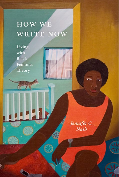 Book covers for (left to right): Black Feminist Thought, 30th Anniversary edition (PH Collins); Feminism is For Everybody (bell hooks); and, How We Live Now: Living with Black Feminist Theory (Jennifer Nash, forthcoming from Duke U Press)