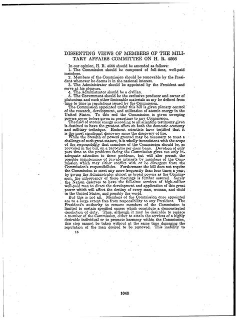 Dissent to HR 4566 from Rep Holified & Rep Price;. Source: Nuclear Regulatory Commission 