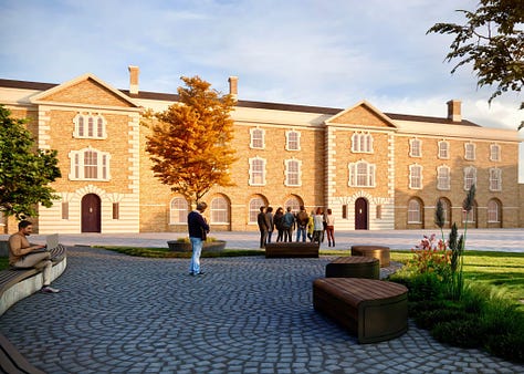 Proposed Master-Plan for the heart of Armagh, reimagining the historic connection between the Armagh Gaol and The Mall. 