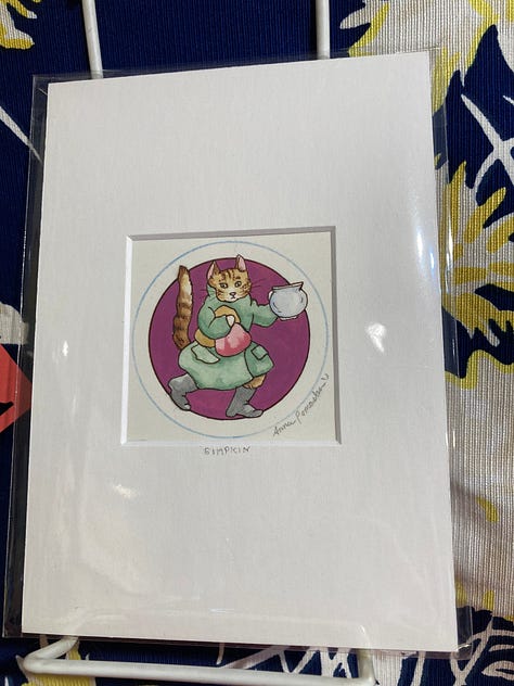Original prints by Anna Pomaska on display (and for sale) at Riverby Books in downtown Fredericksburg.