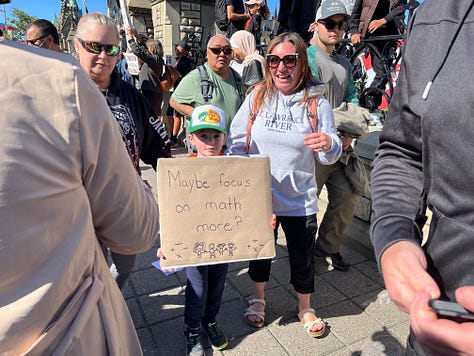 Parents and grandparents with children protested against gender ideology being forced on them in Canadian Schools. The parents and children took Parliament Hill as counter-protestors were held back on the other side of Wellington Street.
