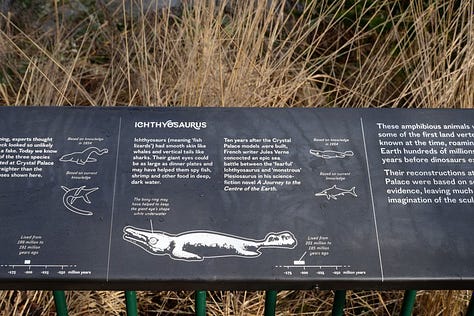 Crystal Palace dinosaurs & signage