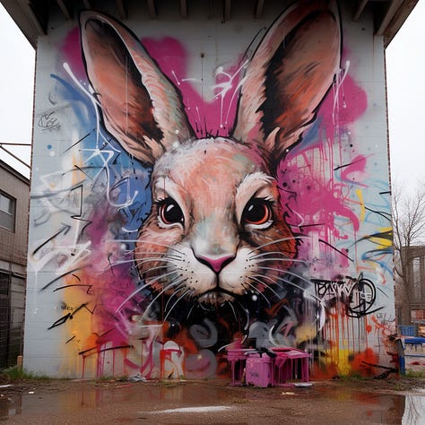 Bunny / explosion / karate graffiti illustration images in MJ
