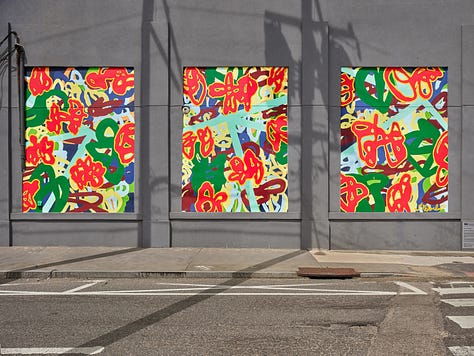 Series of nine photos depicting the evolution of my mural "Bound Together" located at 10th and Callowhill Streets in Philadelphia's Chinatown area. 