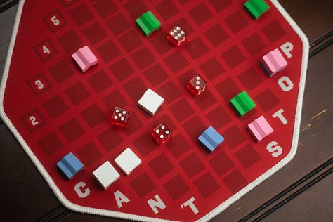 The board games Can't Stop, Quacks and No Thanks!