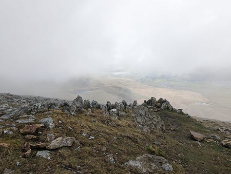 walking up Snowdon on a wet day