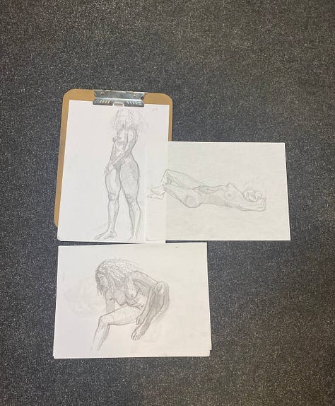 female life model poses and sketches