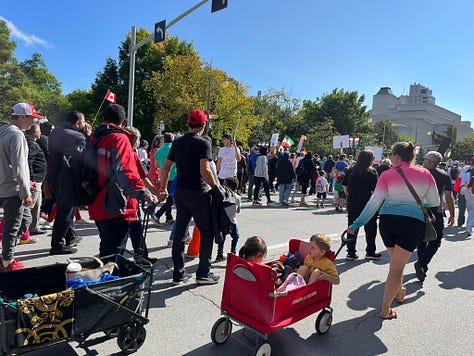 Parents and grandparents with children protested against gender ideology being forced on them in Canadian Schools. The parents and children took Parliament Hill as counter-protestors were held back on the other side of Wellington Street.