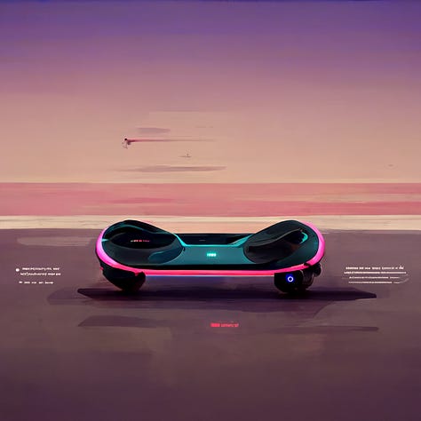 Hoverboard in Midjourney V1 - V6
