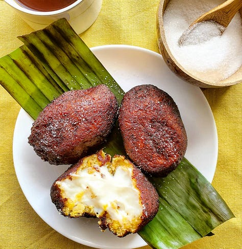 Six photos showing different hands cooking and preparing Salvadoran dishes.