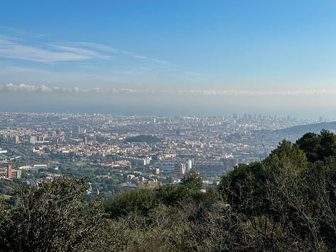 Hiking to the Tibidabo in Barcelona, Catalonia, Spain