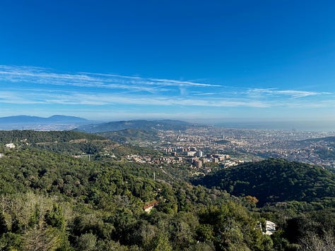 Hiking to the Tibidabo in Barcelona, Catalonia, Spain