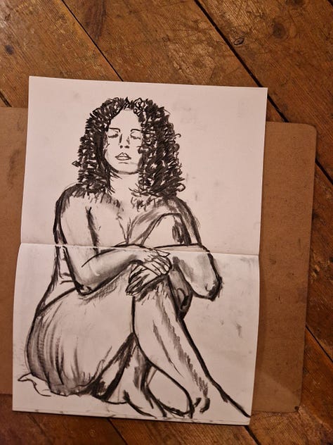 art nude drawing of female model in cardiff