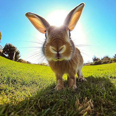 Rabbit, cyclist, cactus + GoPro prompt in Midjourney