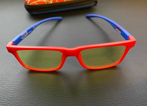 Spider-Man blue light glasses from GUNNAR Optiks with case