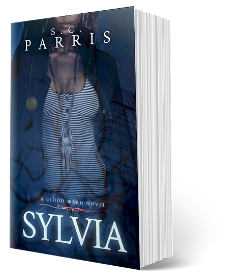 cover of SYLVIA features black woman's body, clothed, and the word 'sylvia' is across the bottom, the tales of sinner sharpe's cover features large sporadic text over the image of black man with dreads and a large black wing, vanessa shows an embossed cover with aged designs around its edge