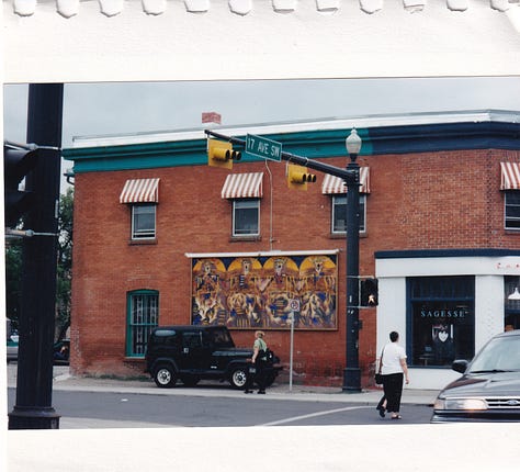 Pictures of murals on some walls in Calgary.