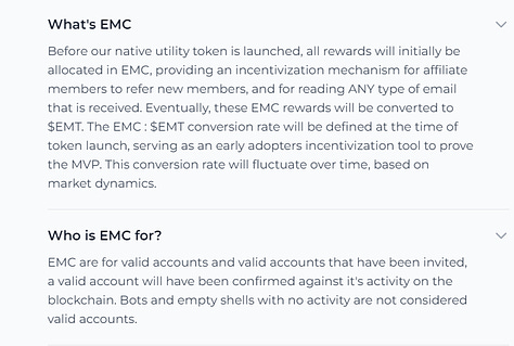 Sign up and earn EMC tokens