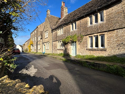 Five photos of cottages and a water pump in North Street, Norton St Philip, Somerset. Images: Roland's Travels