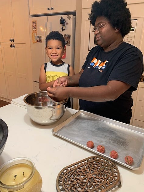 Meatball making with the kiddo 