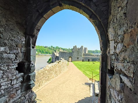castle walls in the sunshine in Wales